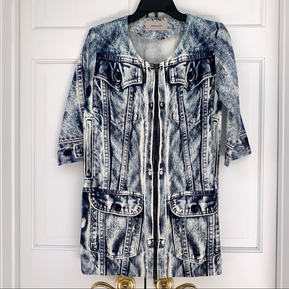 Emma Cook Denim Printed Silk Jacket - Picture 2 of 16